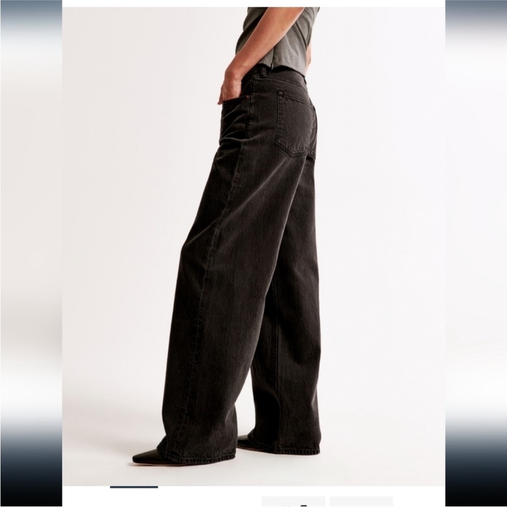 ABERCROMBIE & FITCH Ultra Loose Low Rise Jean In Washed Black. Size 24Short NWT - Picture 3 of 8